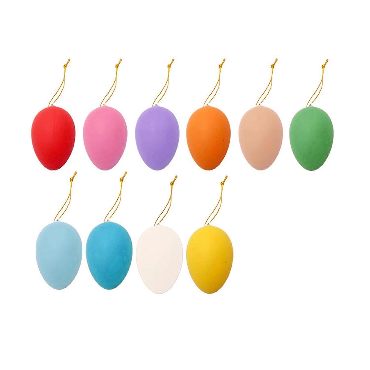 12Pcs Plastic Easter Eggs Hanging Decoration Assorted Eggs Easter Party Ornament DIY Painting Craft