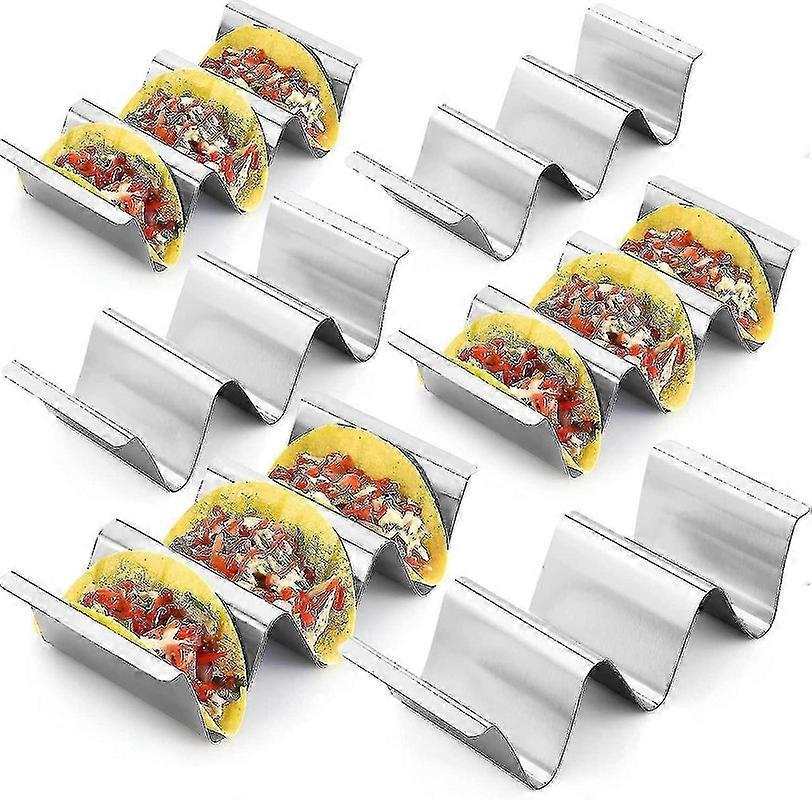 Taco Holder Stand,set Of 6 Stainless Steel Taco Tray,stylish Taco Shell Holders, Rack Holds Up To 3 Tacos Each Keeping Shells Upright, Health Material