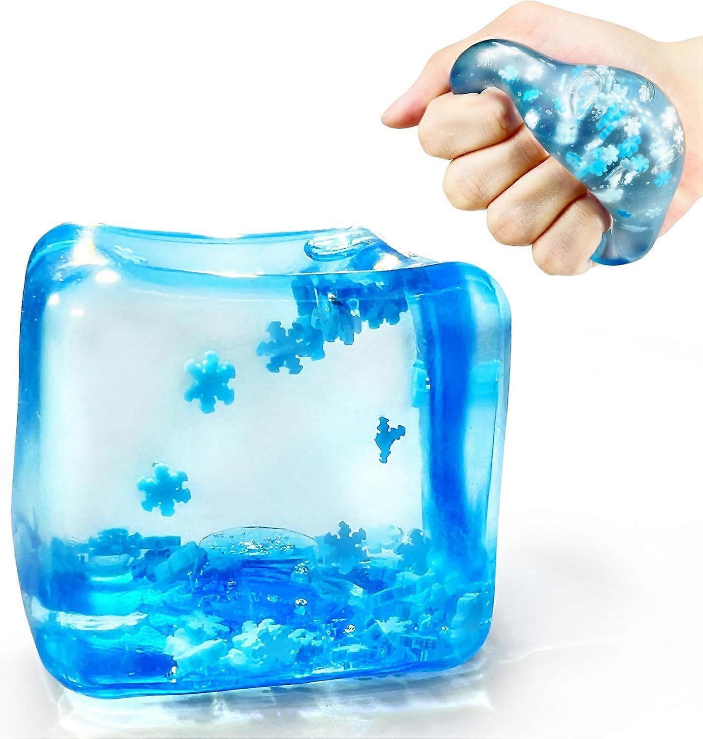 Balle Anti Stress Ice Cube 3 cm, Squishy glaçon, Cube Squishy Fidget sensoriel, Jouet à Presser Retour Lent résistant, Anti anxiété, Cadeau Anti Stress pour Enfants et Adultes (Transparent
