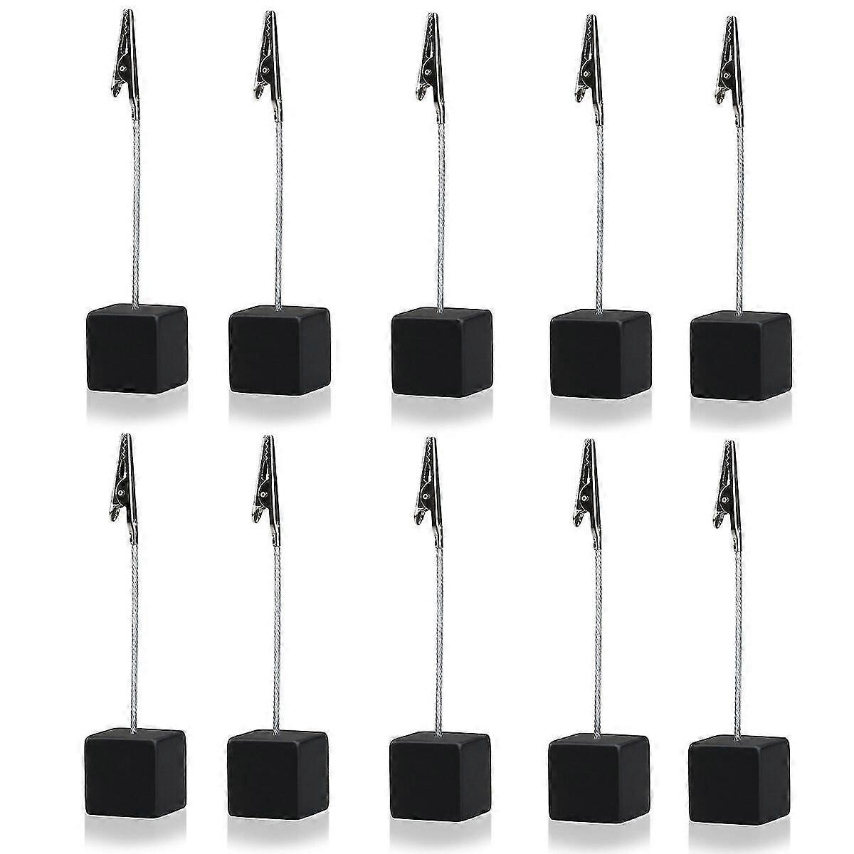 10pcs Cube Base Memo Photo Holder Paper Note Clip Office Memo Clips (black)