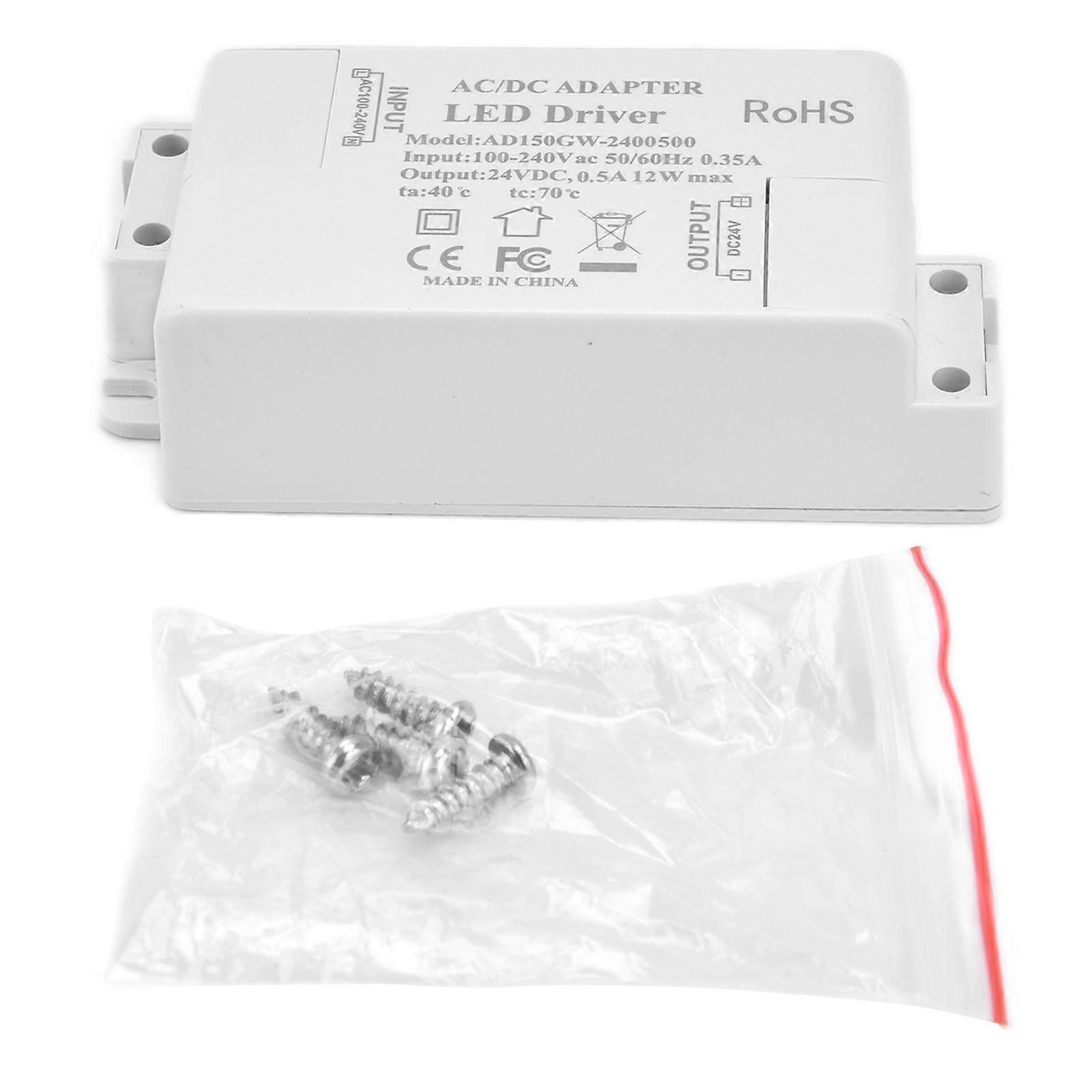 LED Driver 12W 24V DC Constant Current Transformer AC100-240V 0.35A Durable Design High Efficiency Easy Installation for LED Lightin