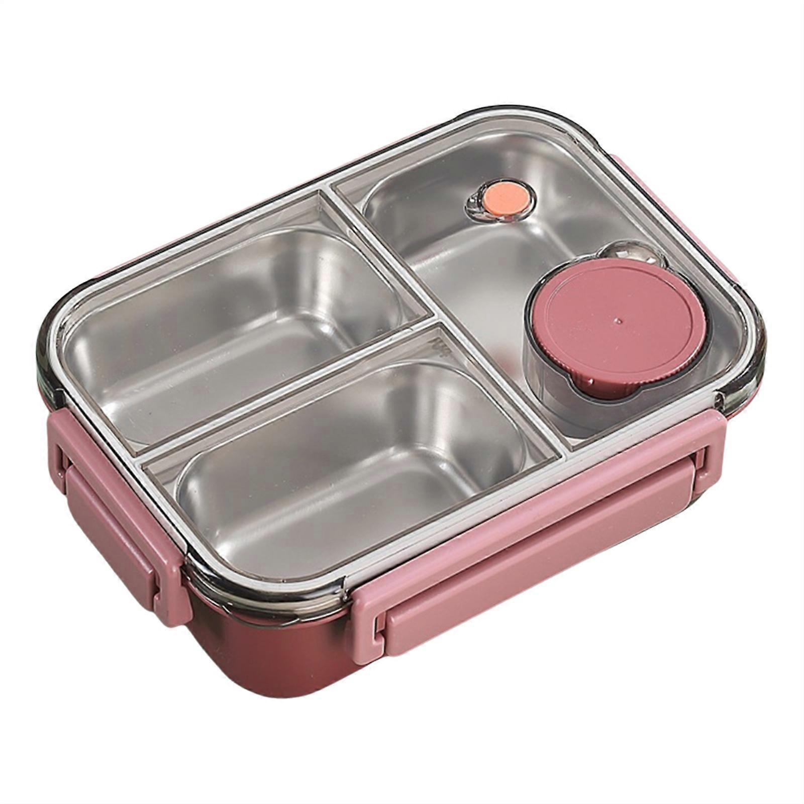 304 Stainless Steel Lunch Container Food Storage Container with Compartments Dinnerwares for Travel and Everyday Use Pink