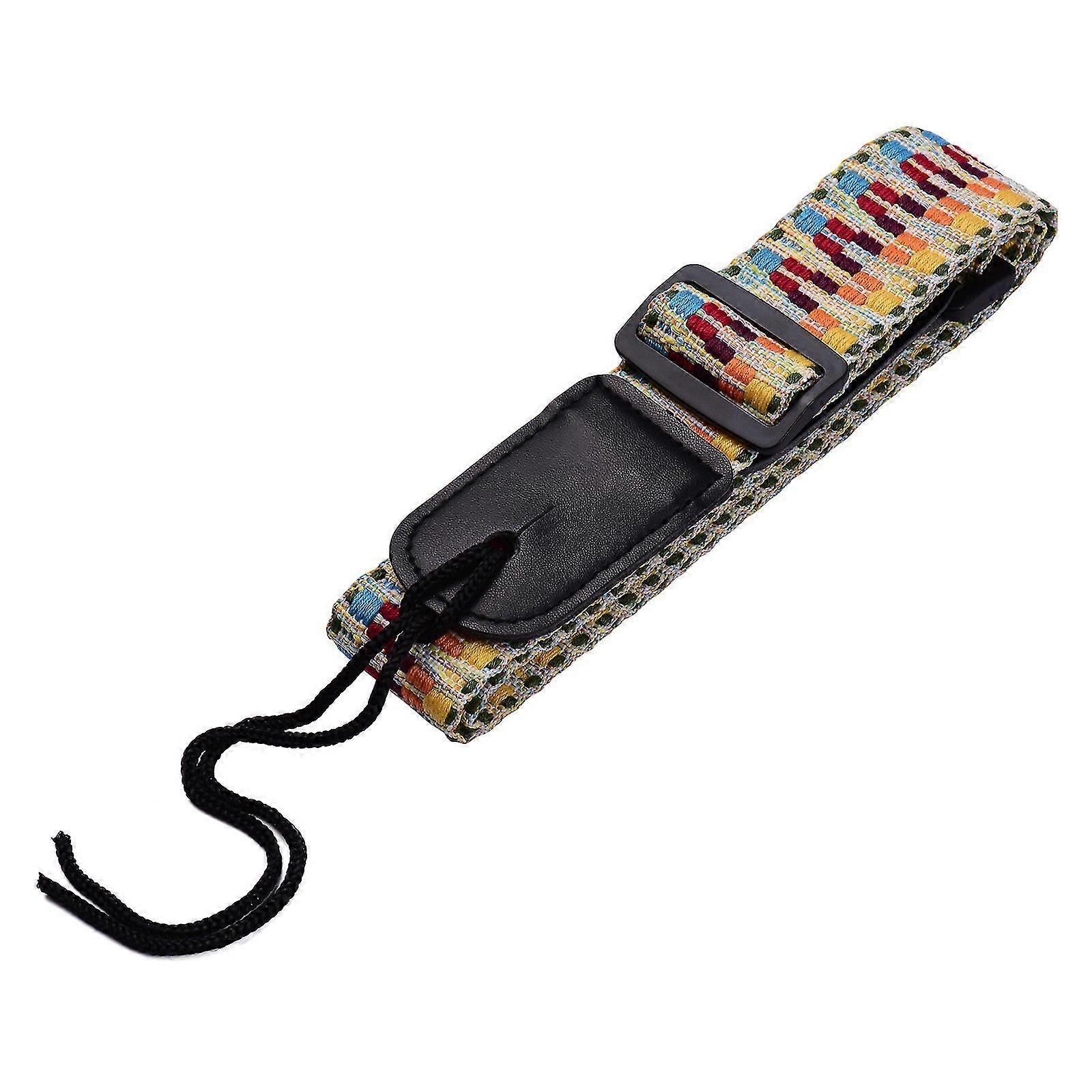 Adjustable Ukulele Strap Soft Cotton Rainbow Woven Shoulder Belt