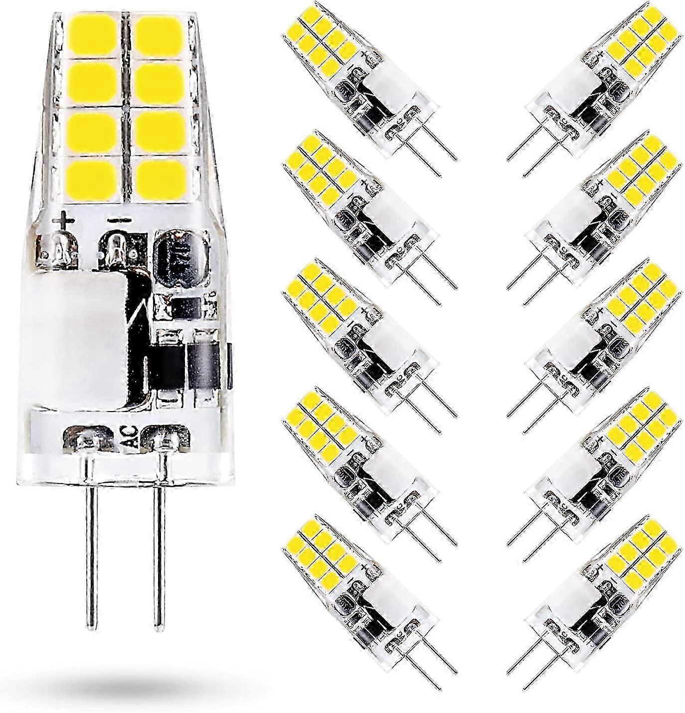 10pcs G4 LED Bulb 3W,6000K Cool White,Equivalent to 35W G4 Halogen Bulb,AC/DC 12V,300 Lumens,Not Dimmable