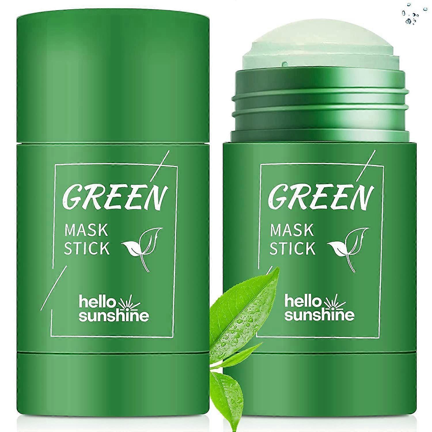 緑茶マスクスティック、クレンジングクレイ、ピュリファイングクレイスティックマスク、フェイスモイスチャライザー、オイルコントロール、ディープクリーン毛穴、すべての肌タイプ男性と女性用(2 Pa