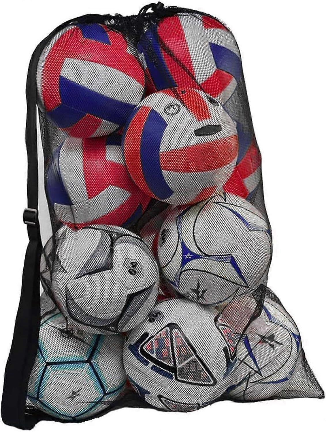 Large portable net for soccer, basketball, volleyball, nylon mesh bag with drawstring and shoulder straps, reusable and storage