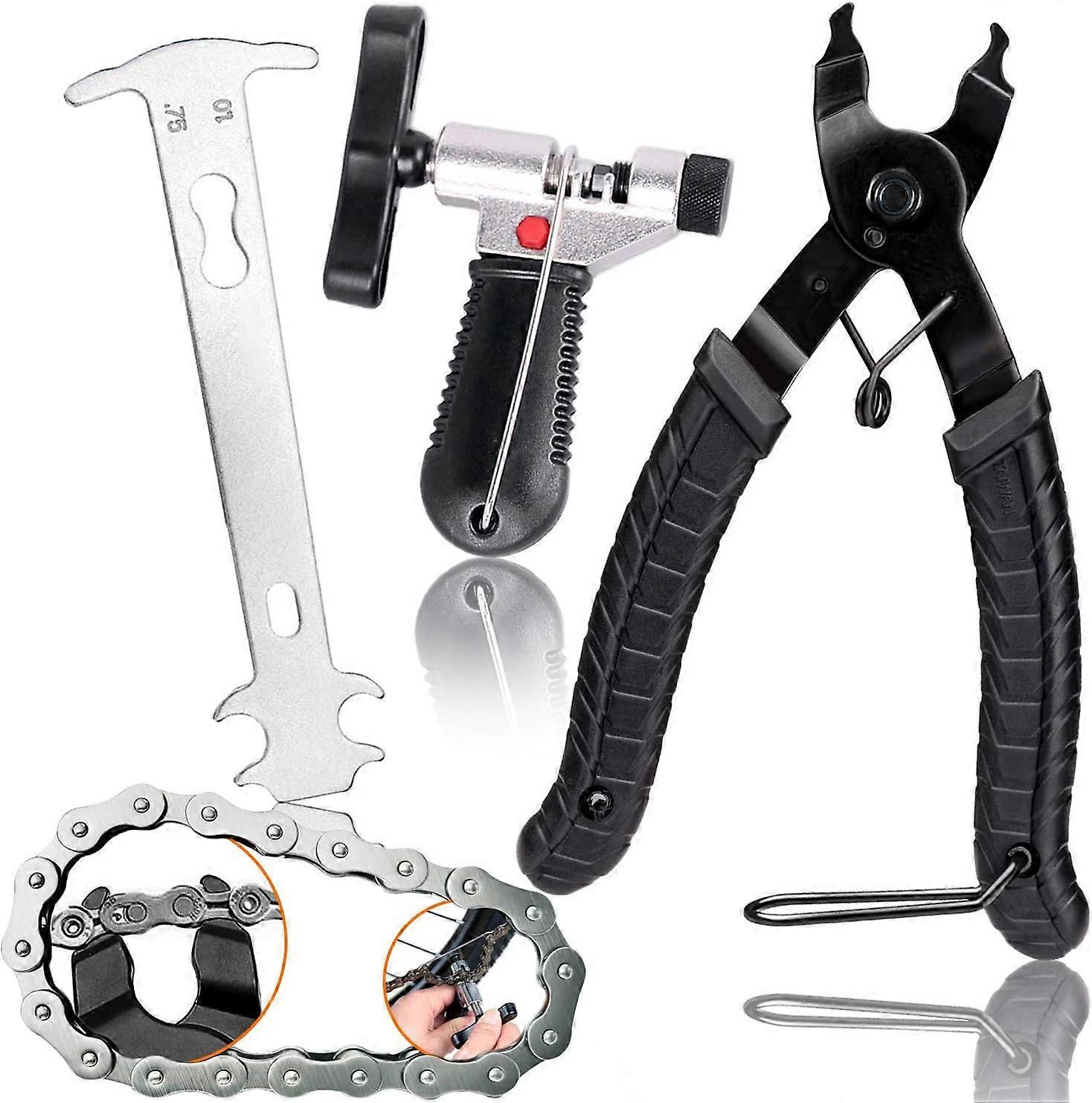 Chain Wear Indicator, Complete Bike Chain Repair Kit for 6 to 10 Speed Chains, Quick and Easy Disassembly with Non-Slip Handle, Anti-Slip Grips for