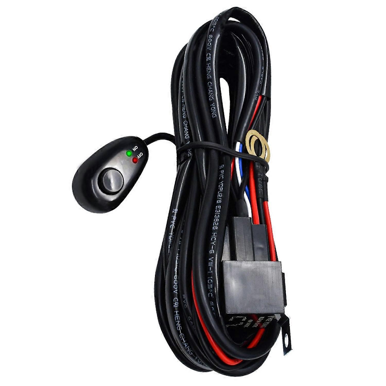 LED Light Bar Wiring Harness Kit, 300W 2 Leads 16 AWG Universal LED Wiring Harness with 12V 40A Rela