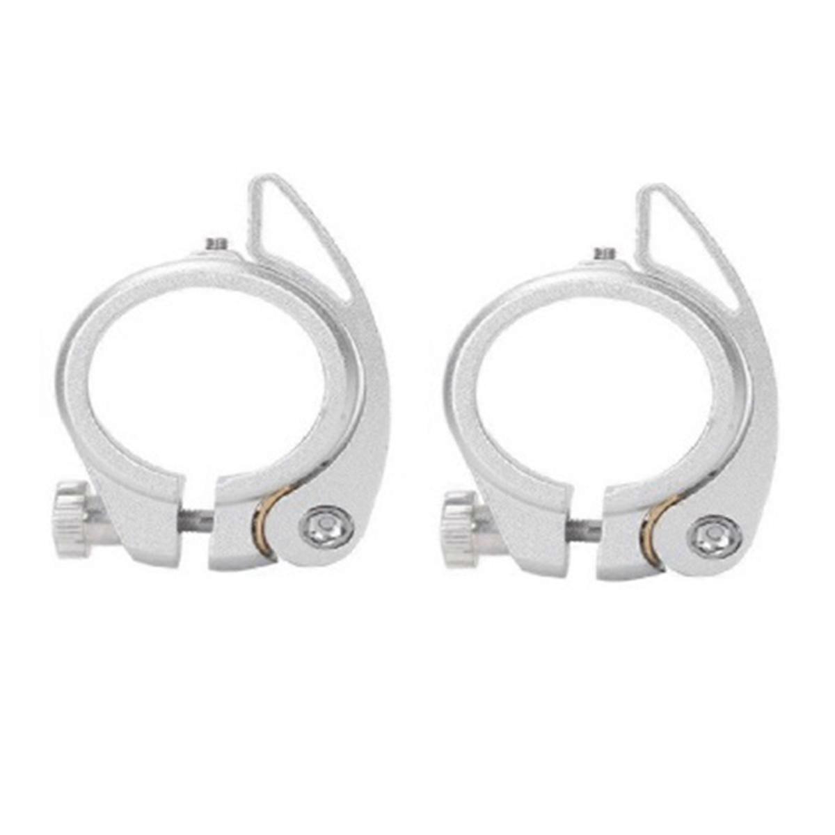 2Pcs Folding Bicycle Seat Pipe Clamp with Quick Release Lever on Behalf is Suitable Sp8 Pipe Clamp with 38mm, Silver