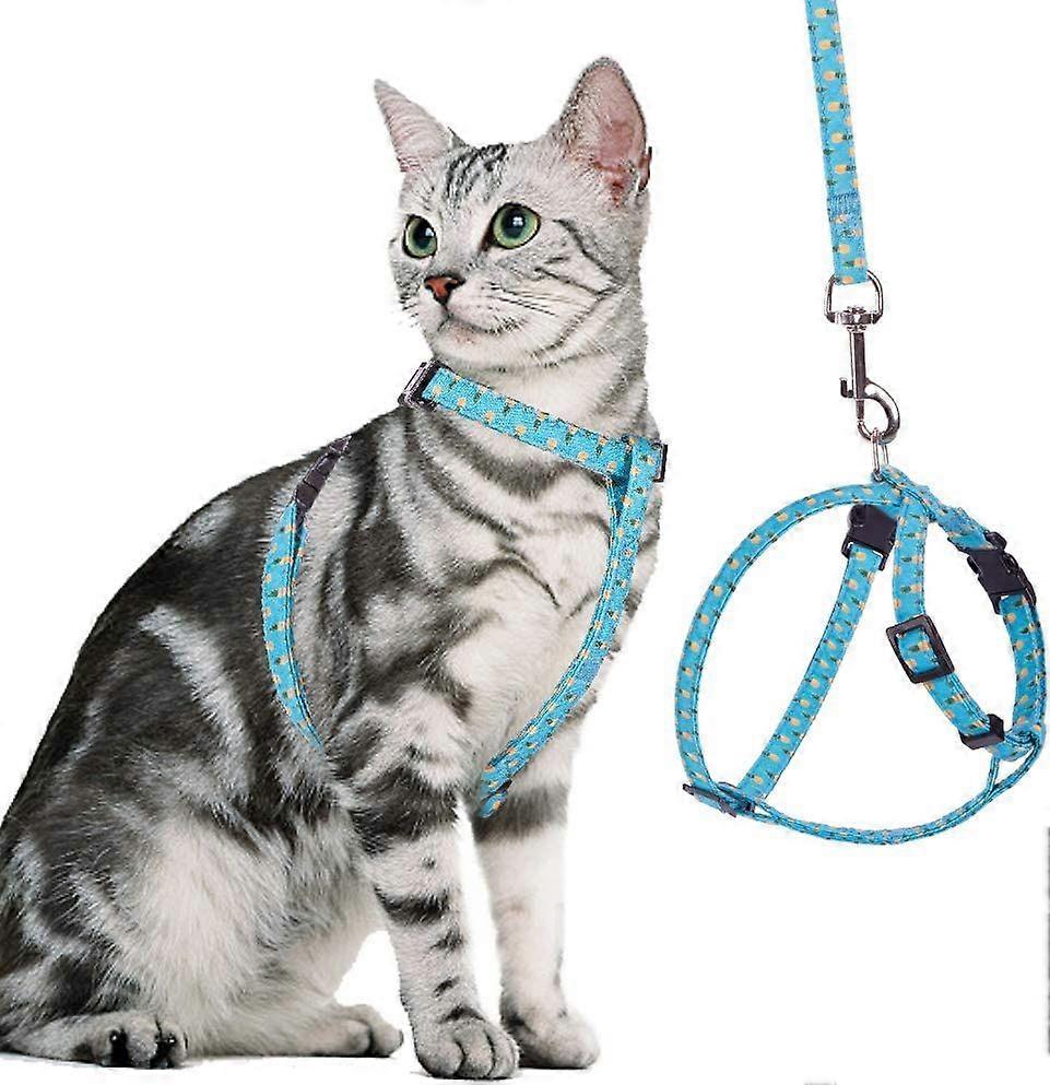 Cat Harness and Lead Set Escape Proof - Adjustable Soft Vest Harnesses for walking with Pineapple