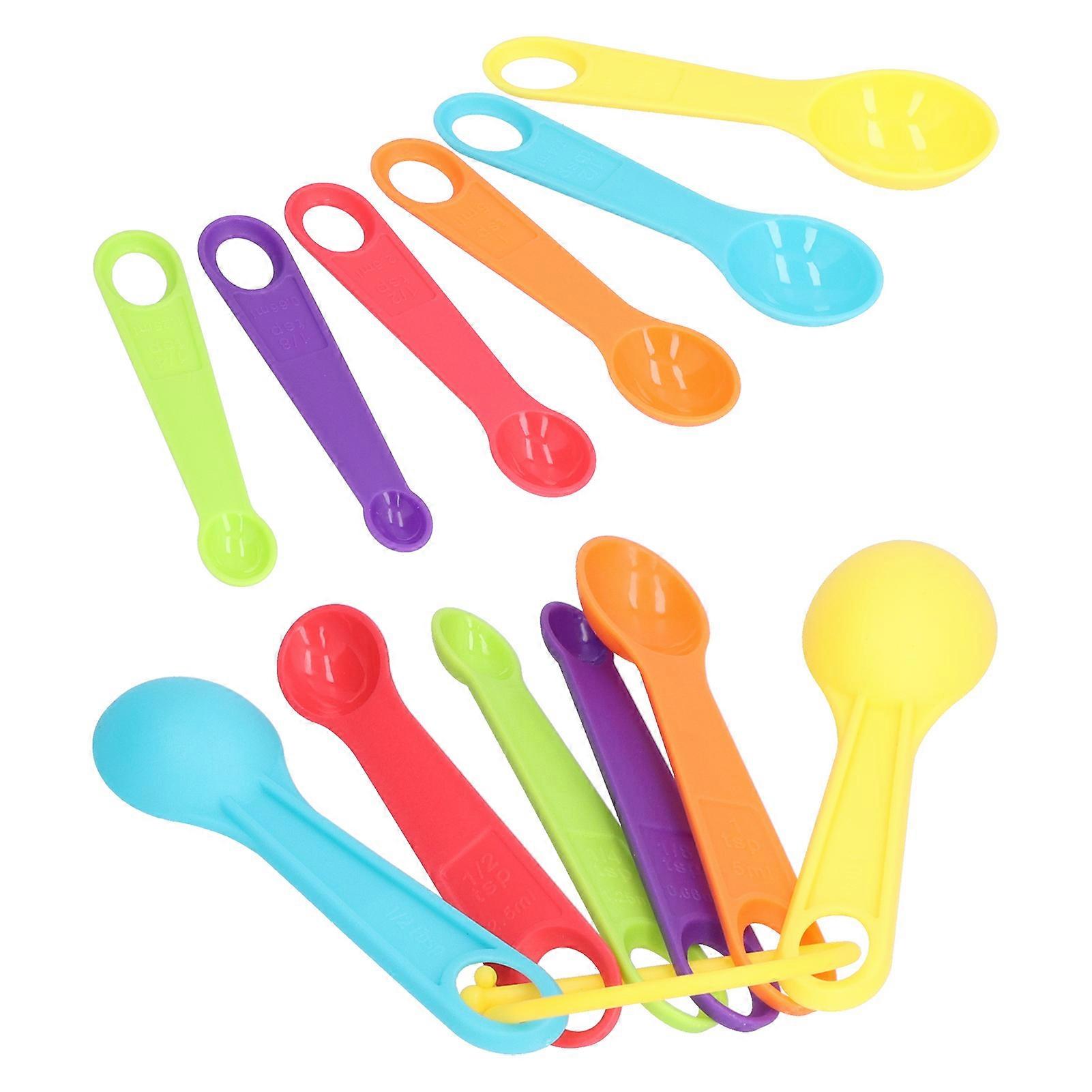 12Pcs/set Colourful Plastic Measuring Cup Spoon with Scale Safe Convenient for Kitchen and Bakery