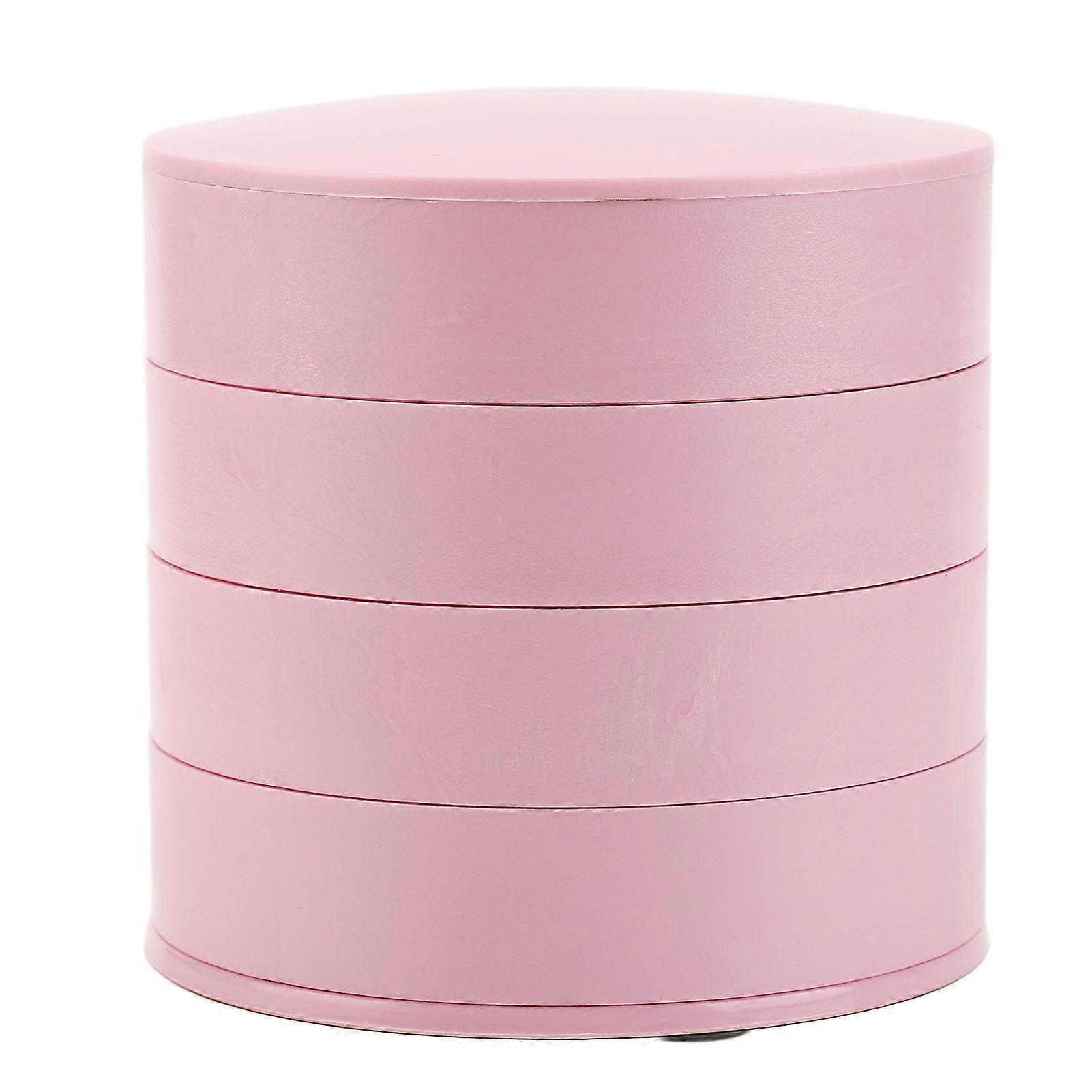 Rotatable Organizer 4 Layers 360 Degree Rotation Dustproof Round Jewelry Box with Lid for Office Household