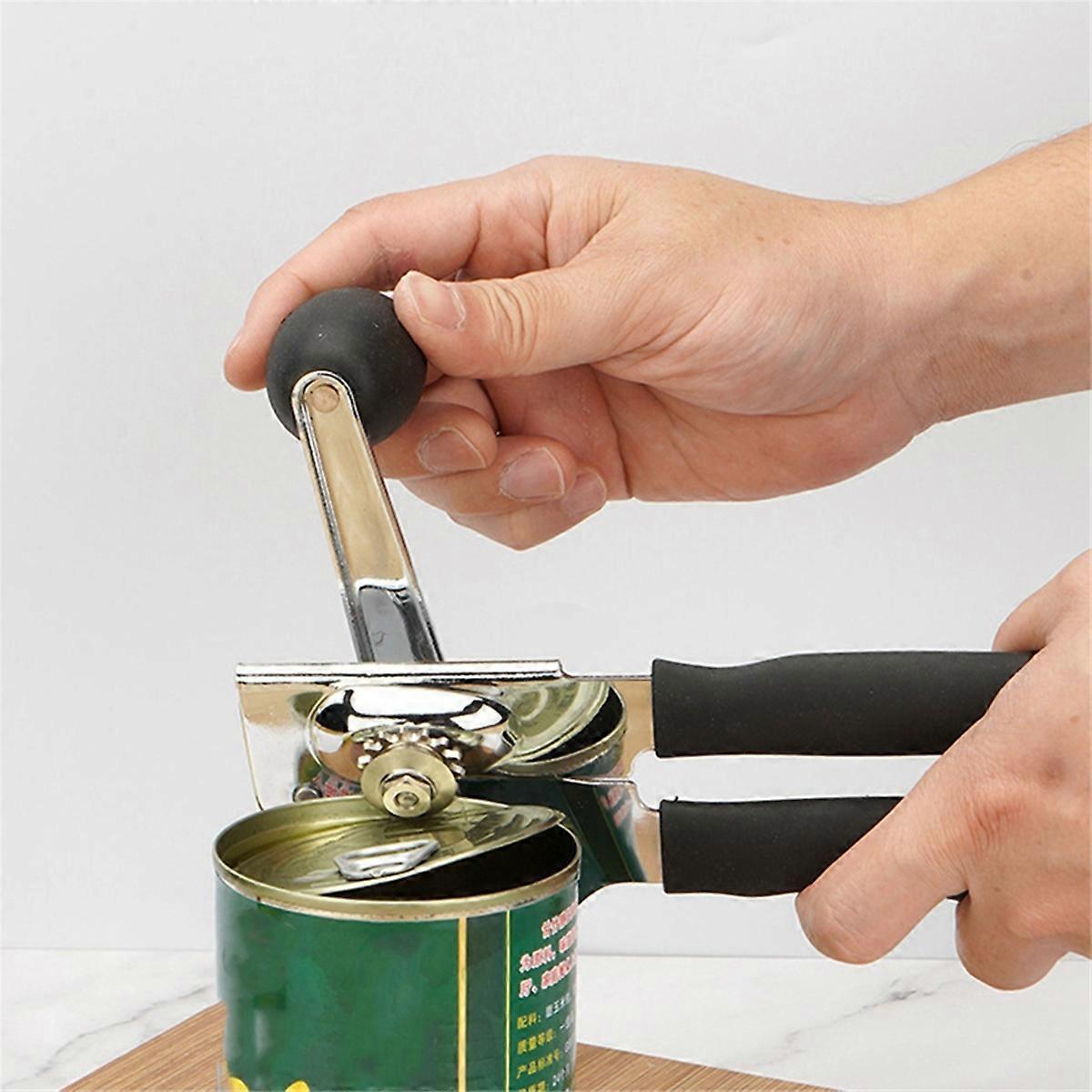 Multi-Function Can Opener Fruit Opener Hand-Crank Bottle Opener with Comfortable Extra-Long Handle a