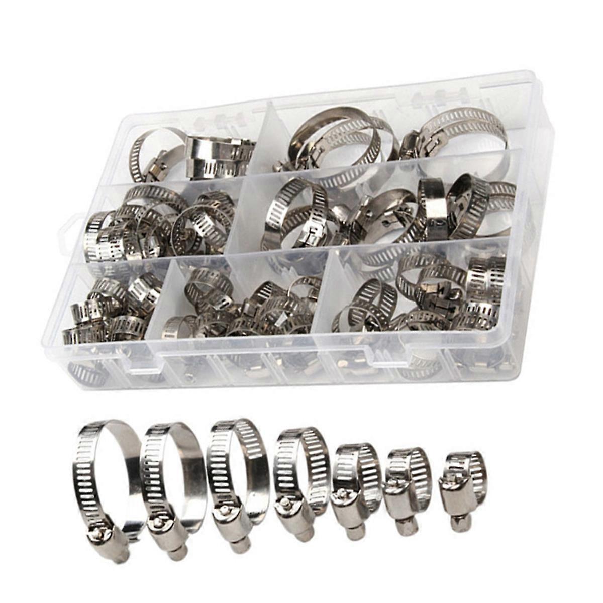 60pcs 8-38mm Adjustable Stainless Steel Screw Band Hose Clamps