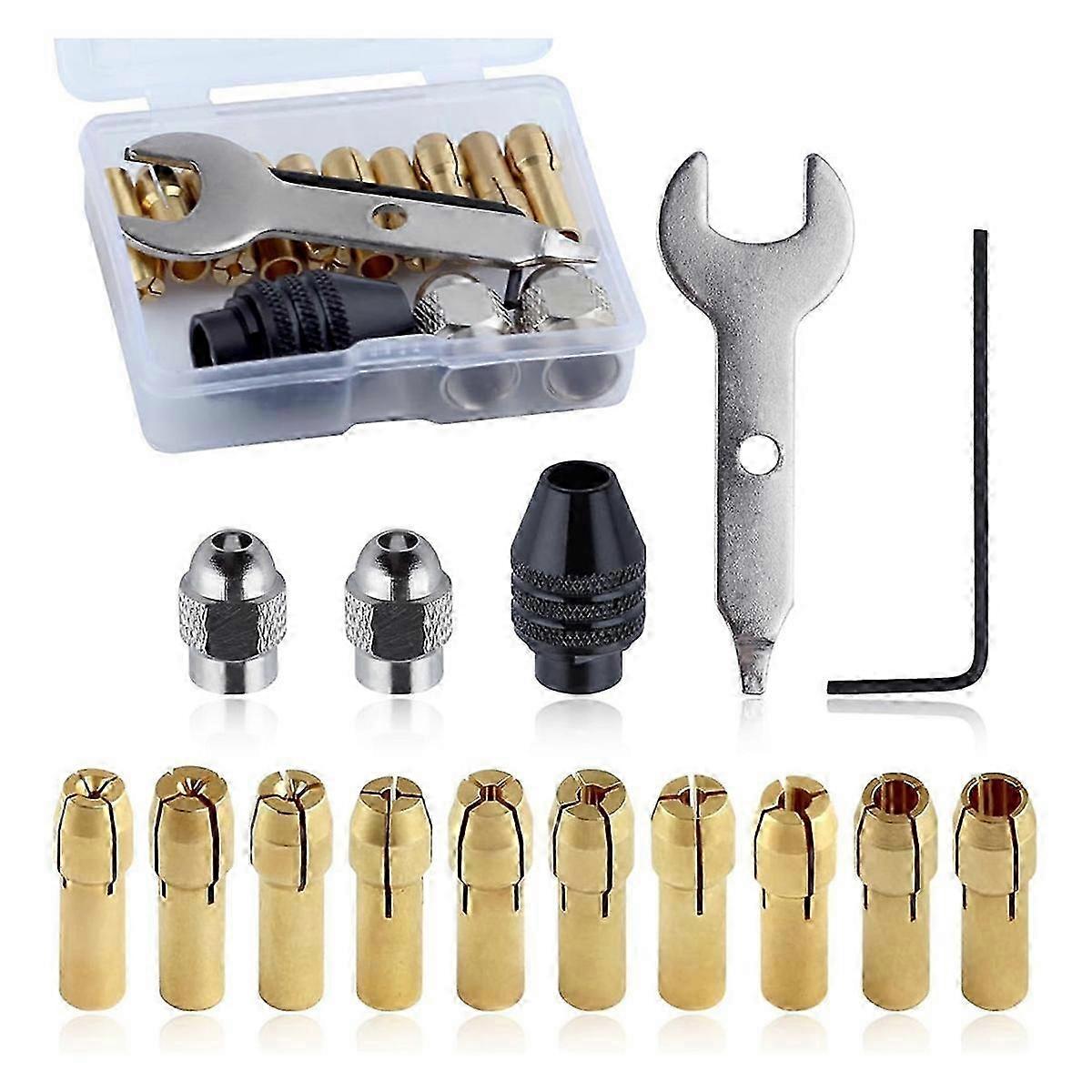 15PCS Drill Chuck Collet Set Rotary Collet Nuts Set 0.5-3.2mm Shank Replacement 4486 Rotary Tool Ch Edition