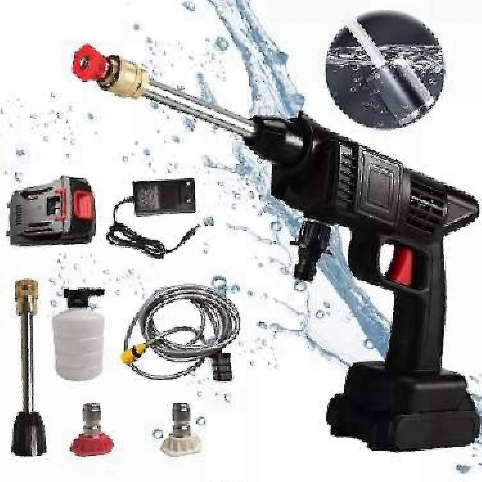 Shibingsheng Cordless Pressure Washer, 30Bar Pressure Water Spray Gun, 48V Lithium Battery Lasting for 60 Mins with Fully Charged, Portable High Press
