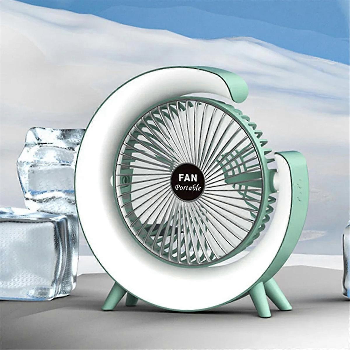 USB Rechargeable Fan 180°Adjustable Camping Fans 3 Speeds Green