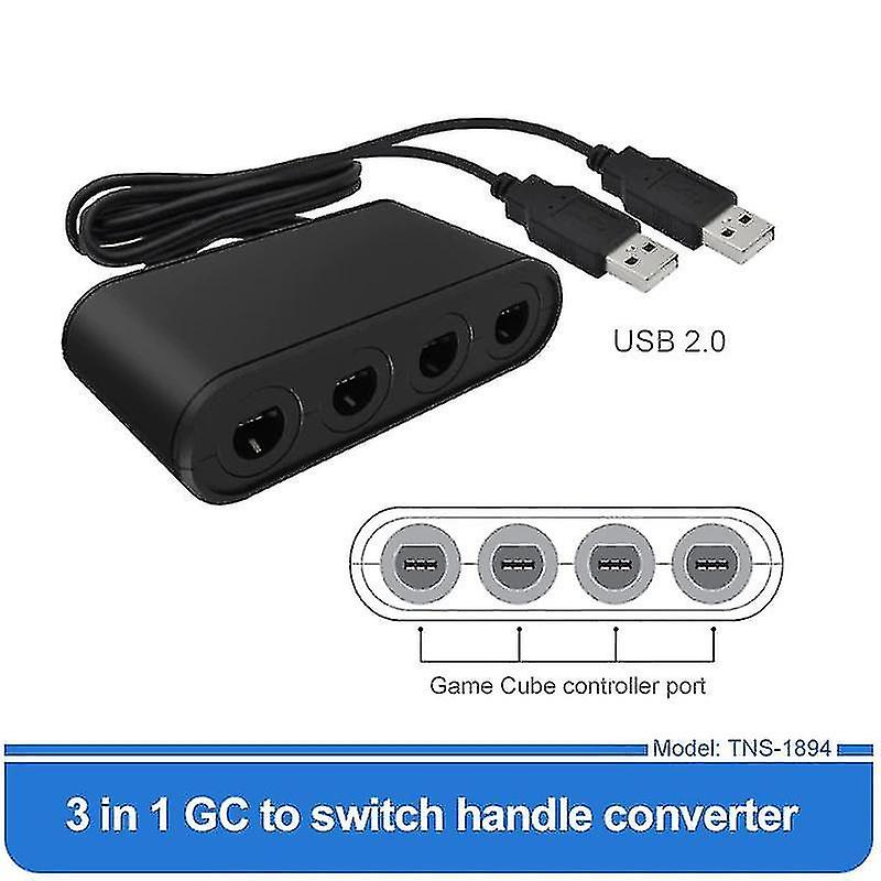 3 In 1 4 Ports Gc Handle To Wiiu/pc/switch Converter Adapter Pc Game Controllers Accessories