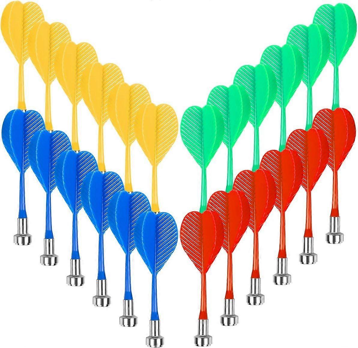 24PCS Magnetic Darts - Yellow Red Green Blue Plastic Dart Board Game Replacement Darts