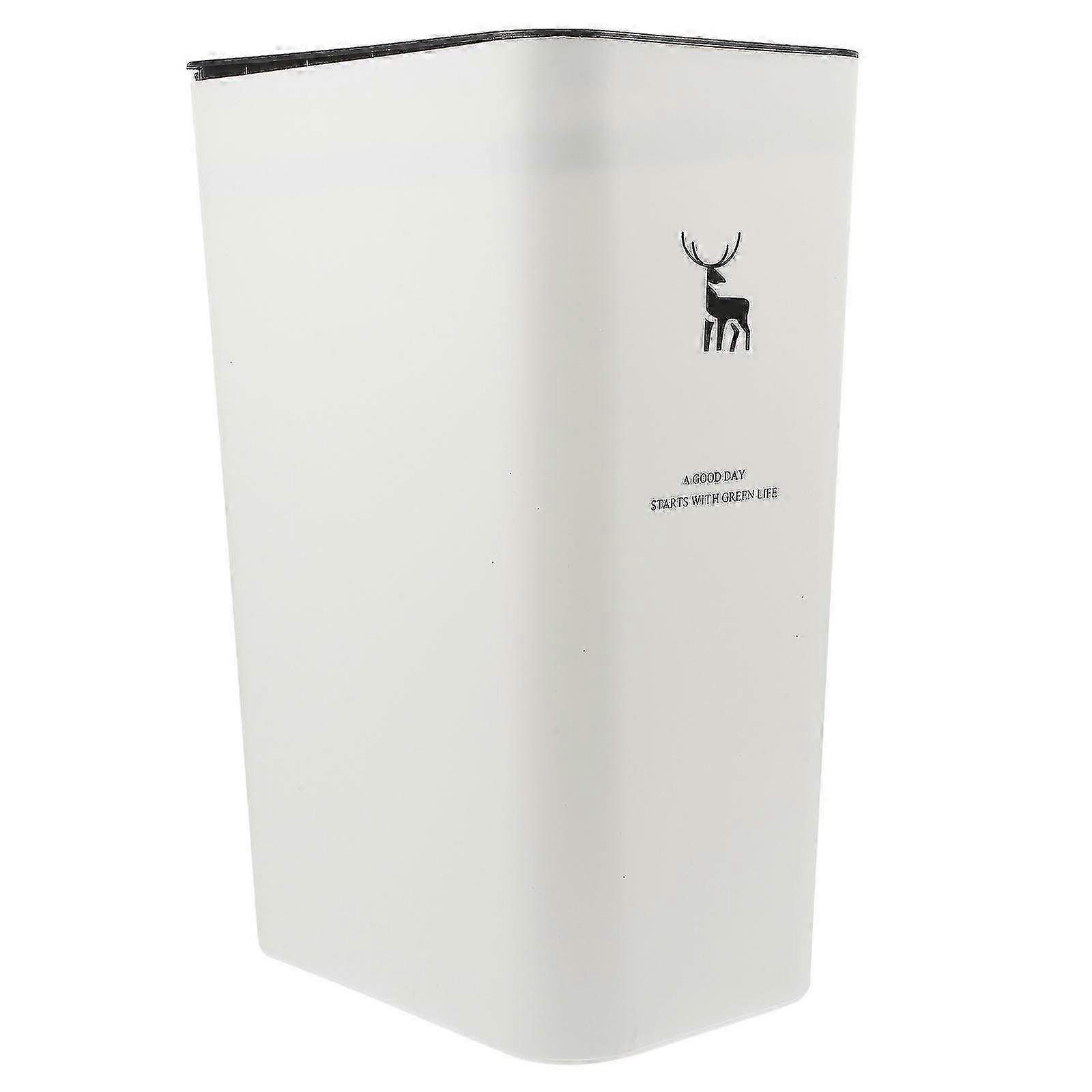 Push-Type Kitchen & Bathroom Trash Can with Lid Wastepaper Bin