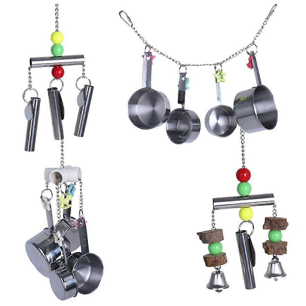 4 PCS Swing Bird Ladder Wind Chime Toys Hammock Small Pet Blocks Supplies