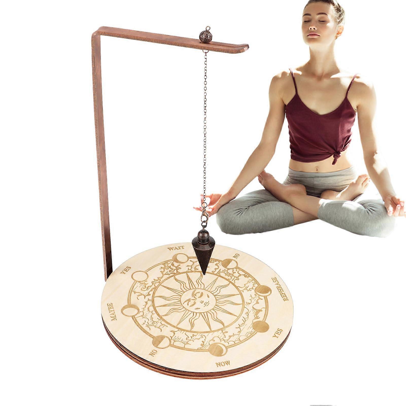 Pendulum Holder Shelf with Wooden Stand | Rock Stone Pendulum Organizer for Wiccan Dowsing and Divination, 4 Inch