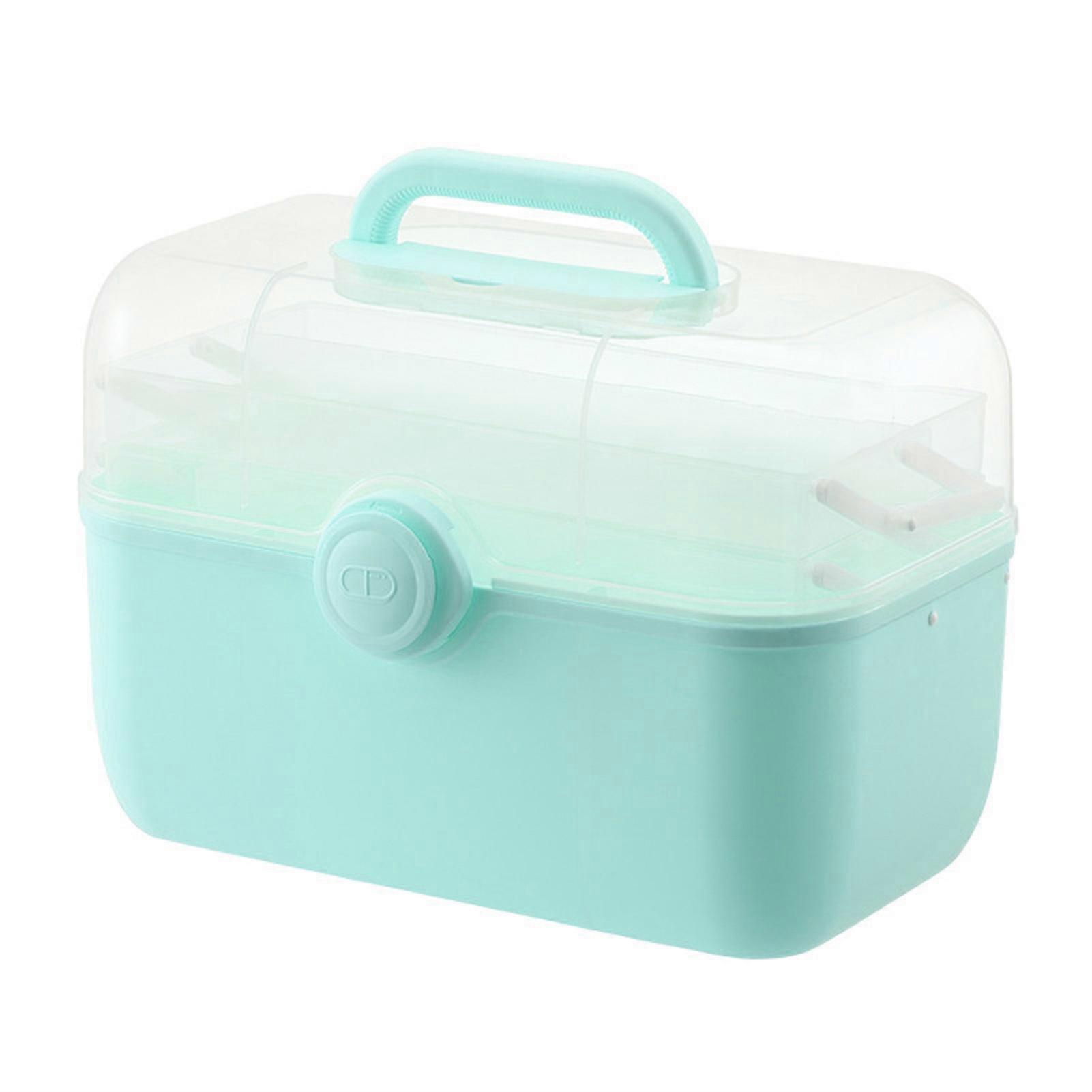Portable Organizer Box 3 Layers Lockable Storage Container Multipurpose for Home School Office