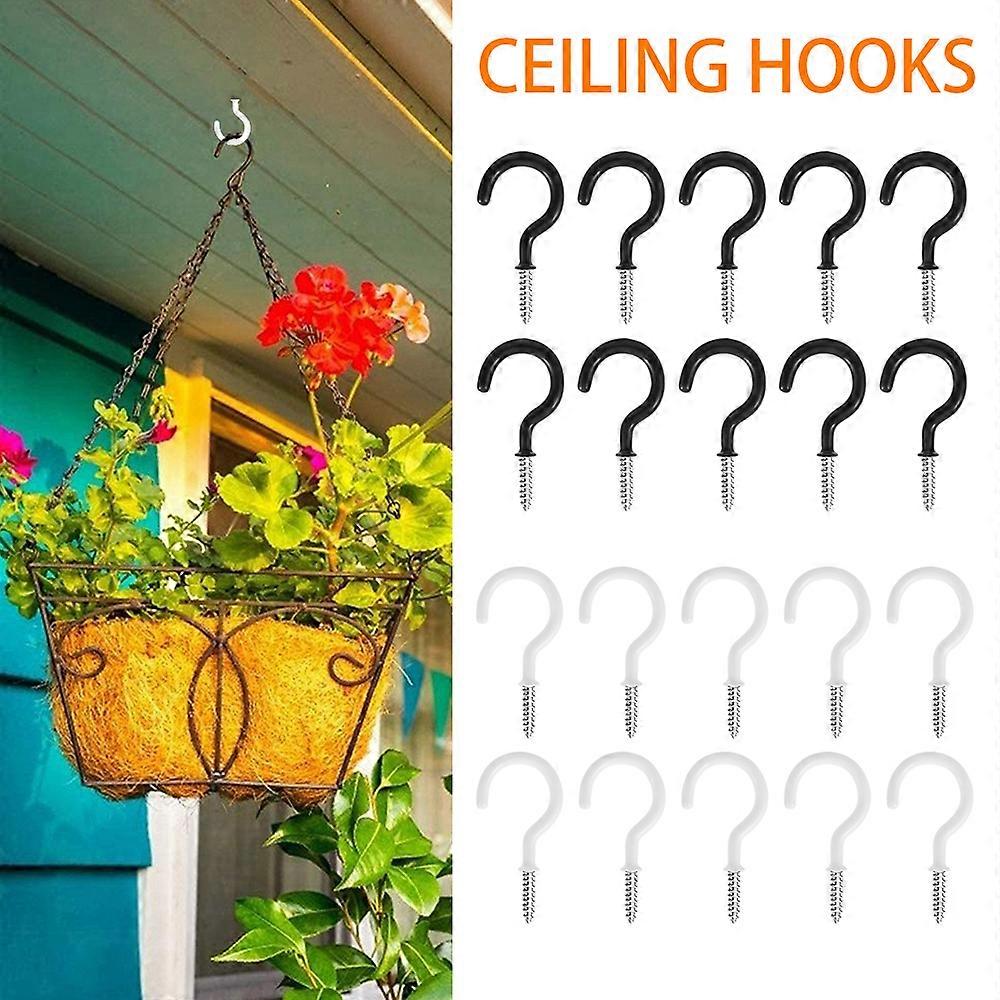 30 Pack Ceiling Hooks, 2 Inch Vinyl Coated Screw-in Hooks Hanging Plants & Flower Baskets, Multi-Function Wall Hooks