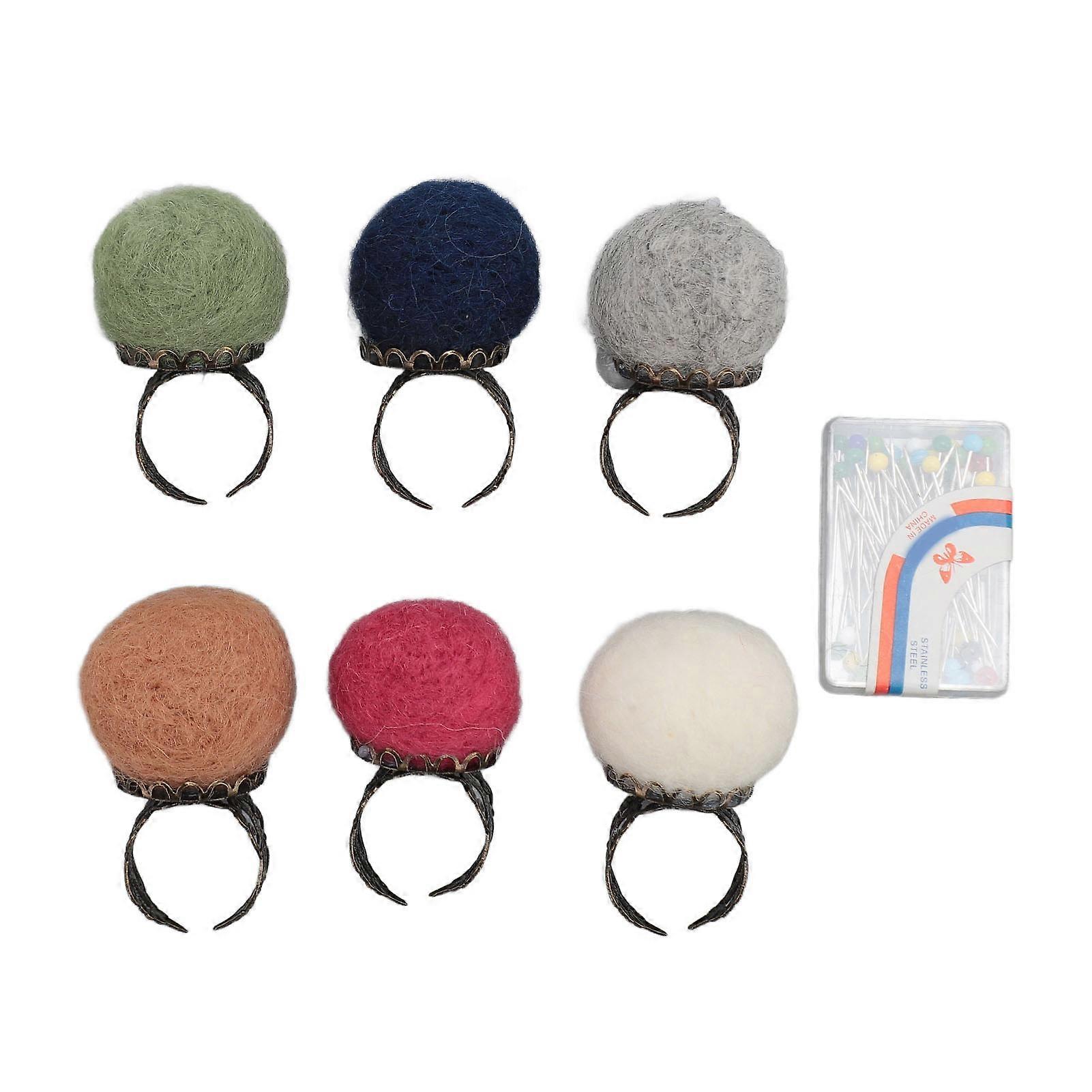 Lot de 6 coussins à épingles en feutre avec épingles en tissu, style vintage, légers, pour loisirs créatifs, quilting, couleur nature
