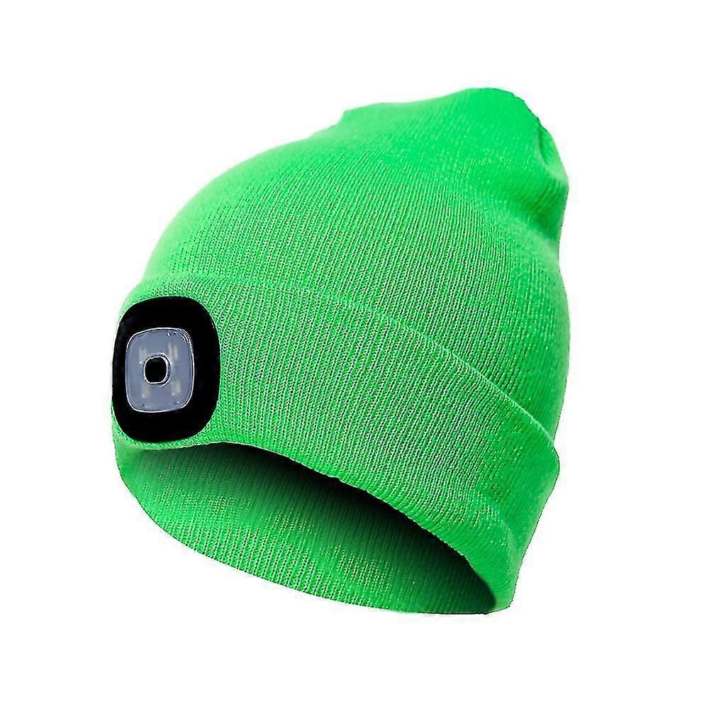 Lighted Beanie Cap Rechargeable Running Hat Ultra Bright 4 Led Waterproof Headlamp