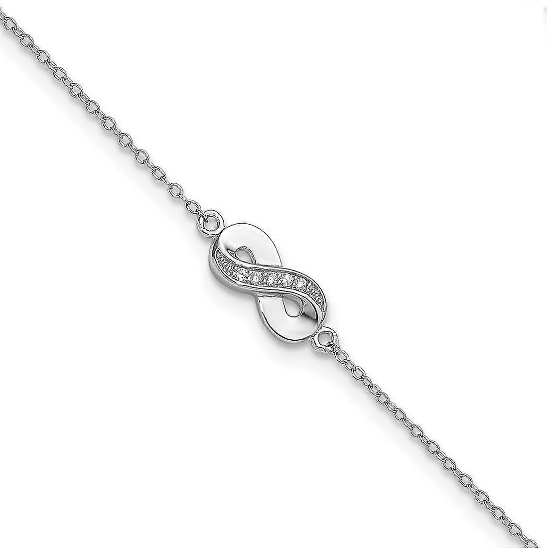 5.85mm 925 Sterling Silver Rhodium Plated Cubic Zirconia Infinity With 1in Extension Anklet 9.5 Inch-Anklet for Women