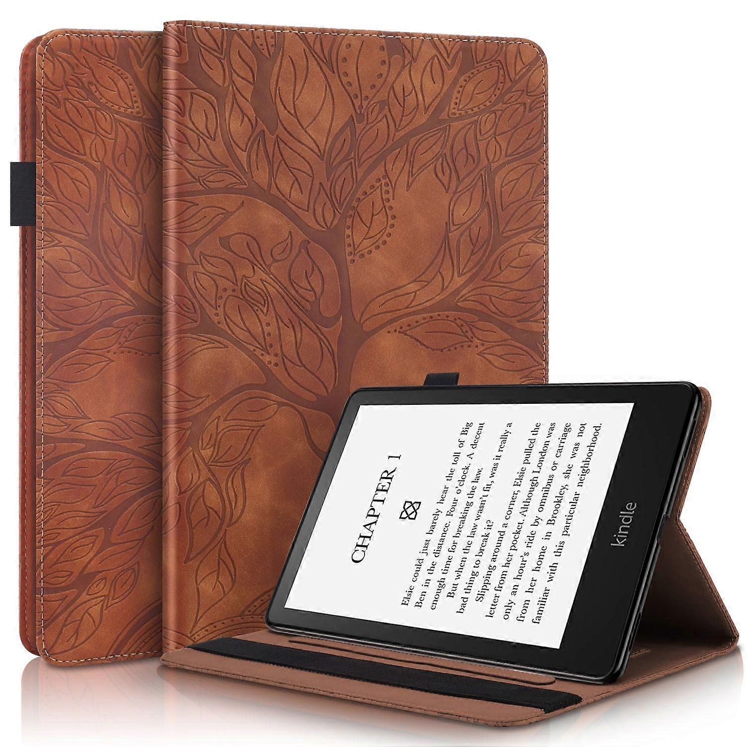 Flip Case for Kindle paperwhite 5 2021 Shockproof Embossed Tablet Case with Bracket and Card Slot