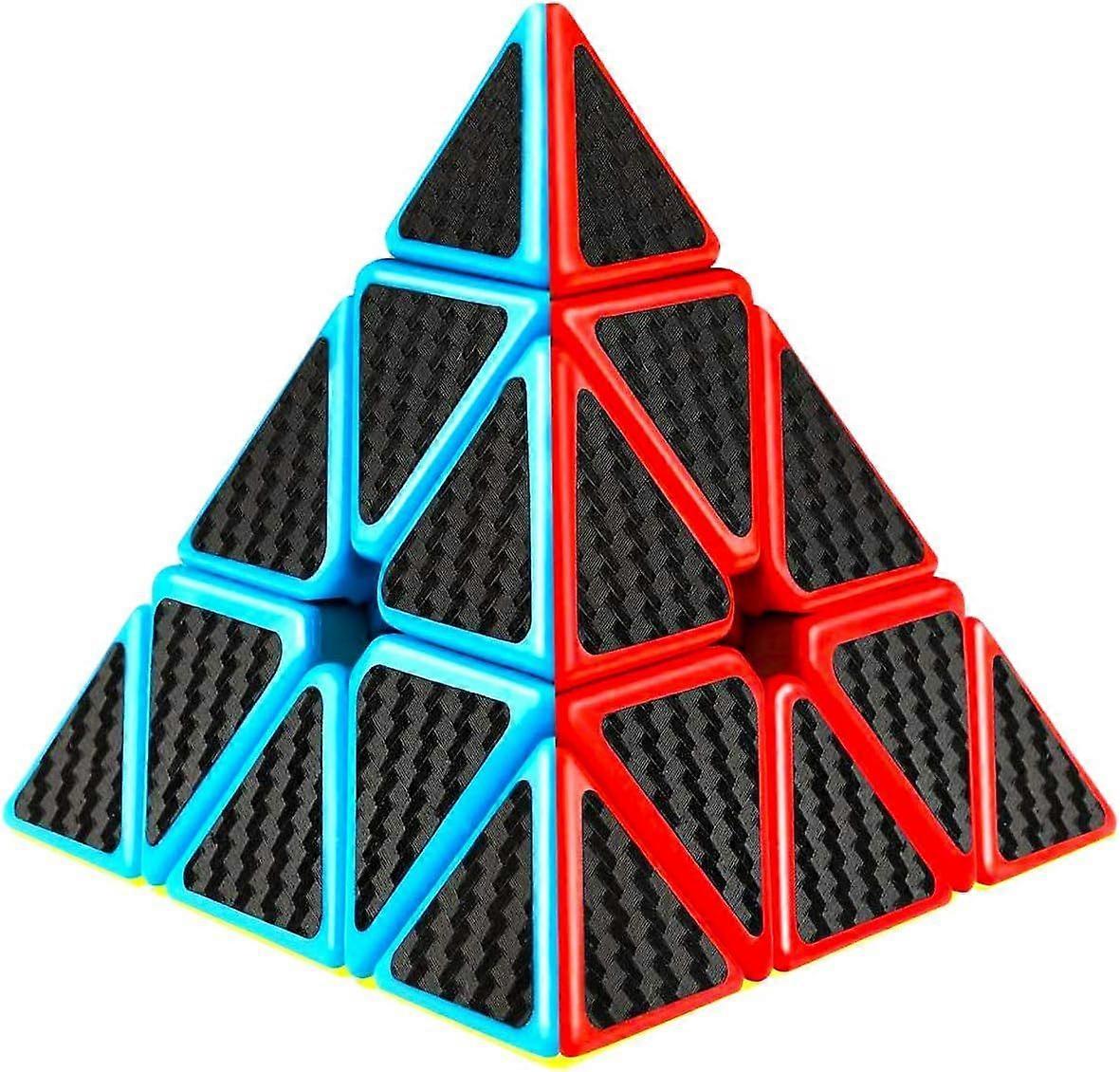 JUSCH Pyramid Cube, carbon fiber pyramid 3x3 speed cube triangle cube puzzle A113-15