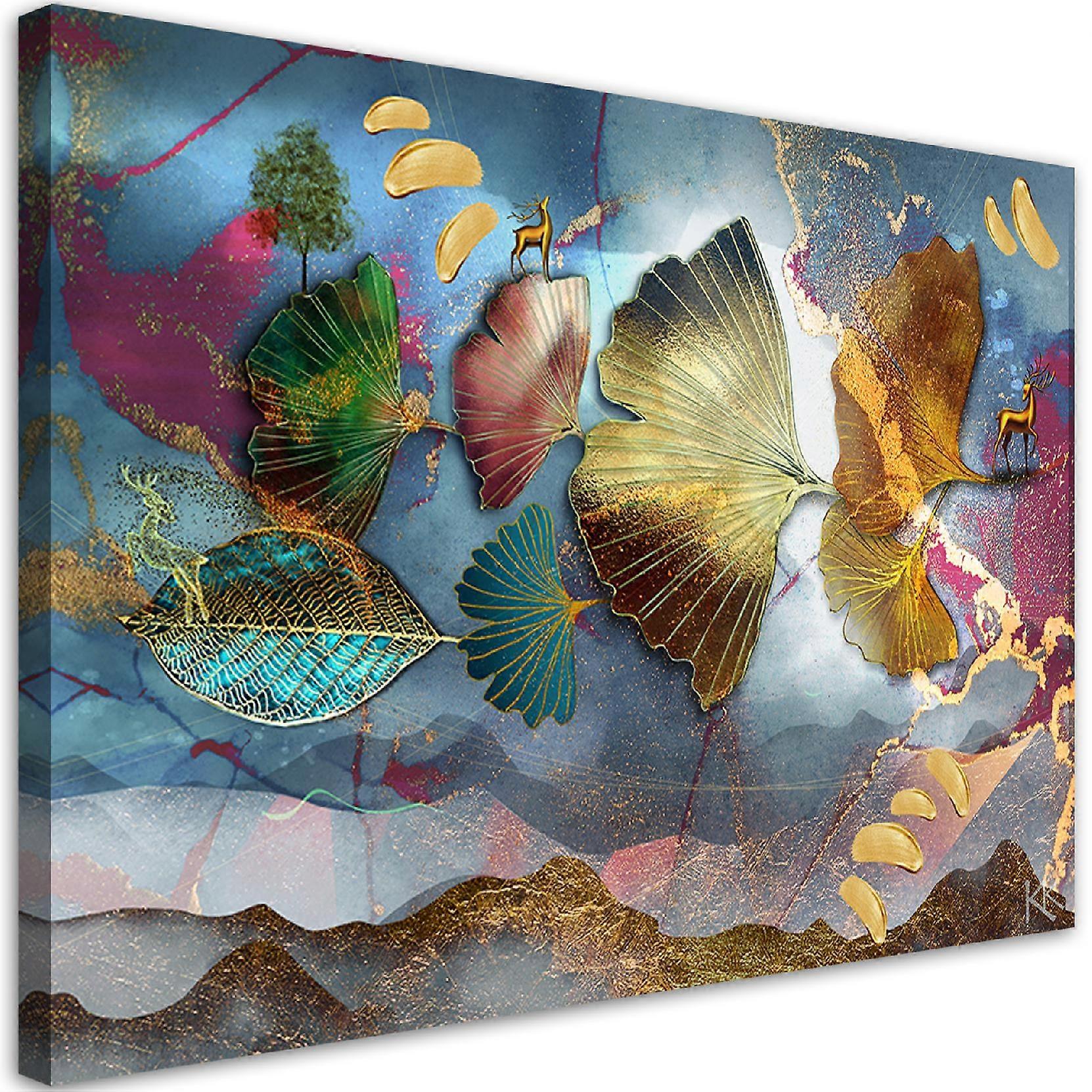 Lienzo, Hojas de colores abstracto - 60x40