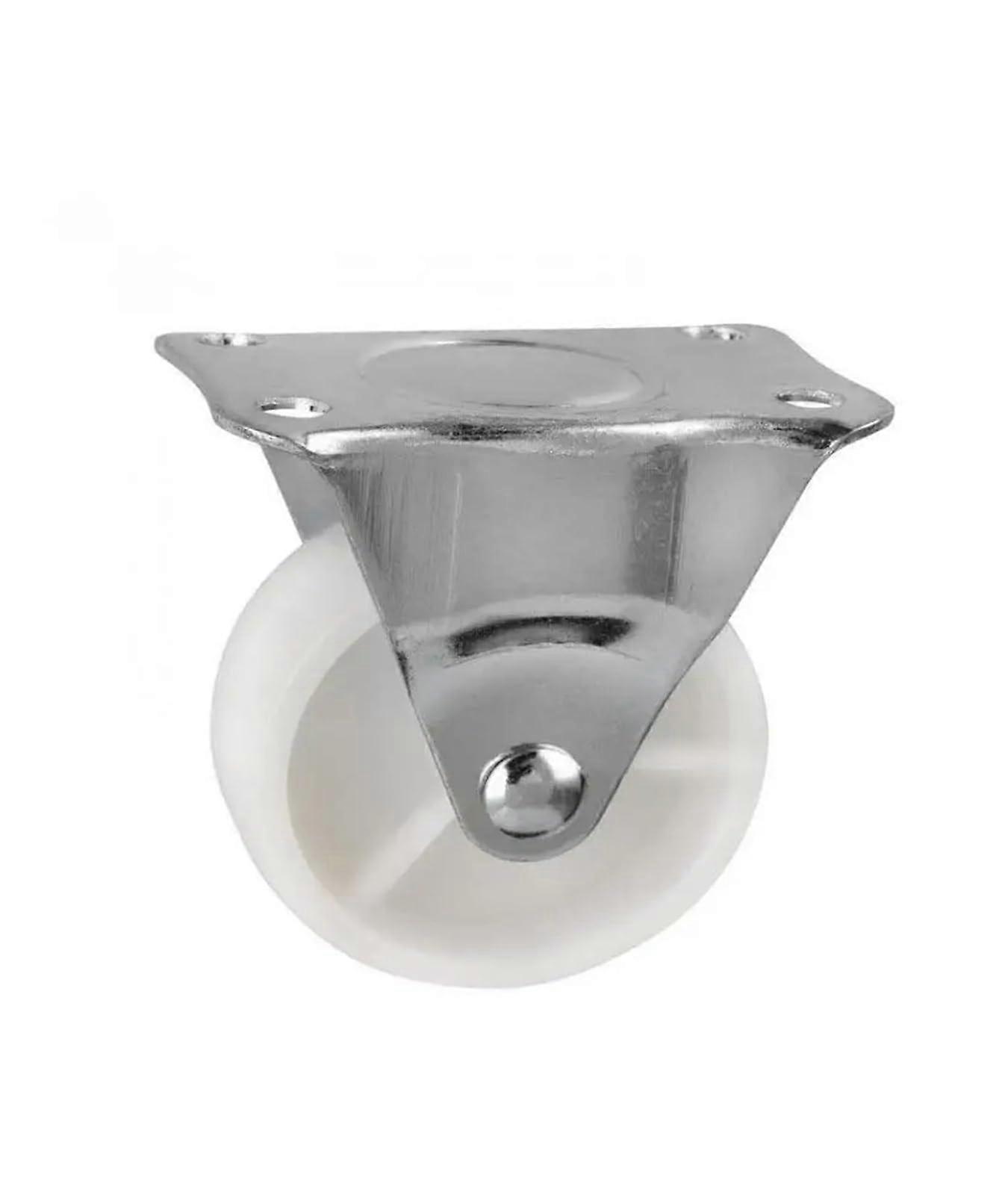 4 PCS/Batch Casters 3 Inch White PP Directional Nylon Fixed Roller Shaftless Industrial Trolley Wheel