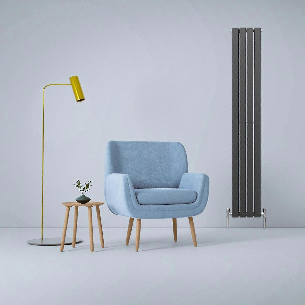 Designer Radiators 180 x 28cm Flat Panel Modern Central Heating Anthracite Grey Vertical Column