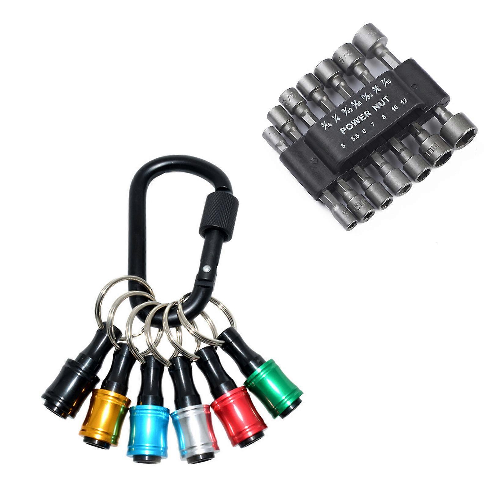 1/4inch Hex Shank Aluminum Screwdriver Bit Holder Quick Changing Extension Rod Keychains Drill Screw Adapter Portable Multicolor