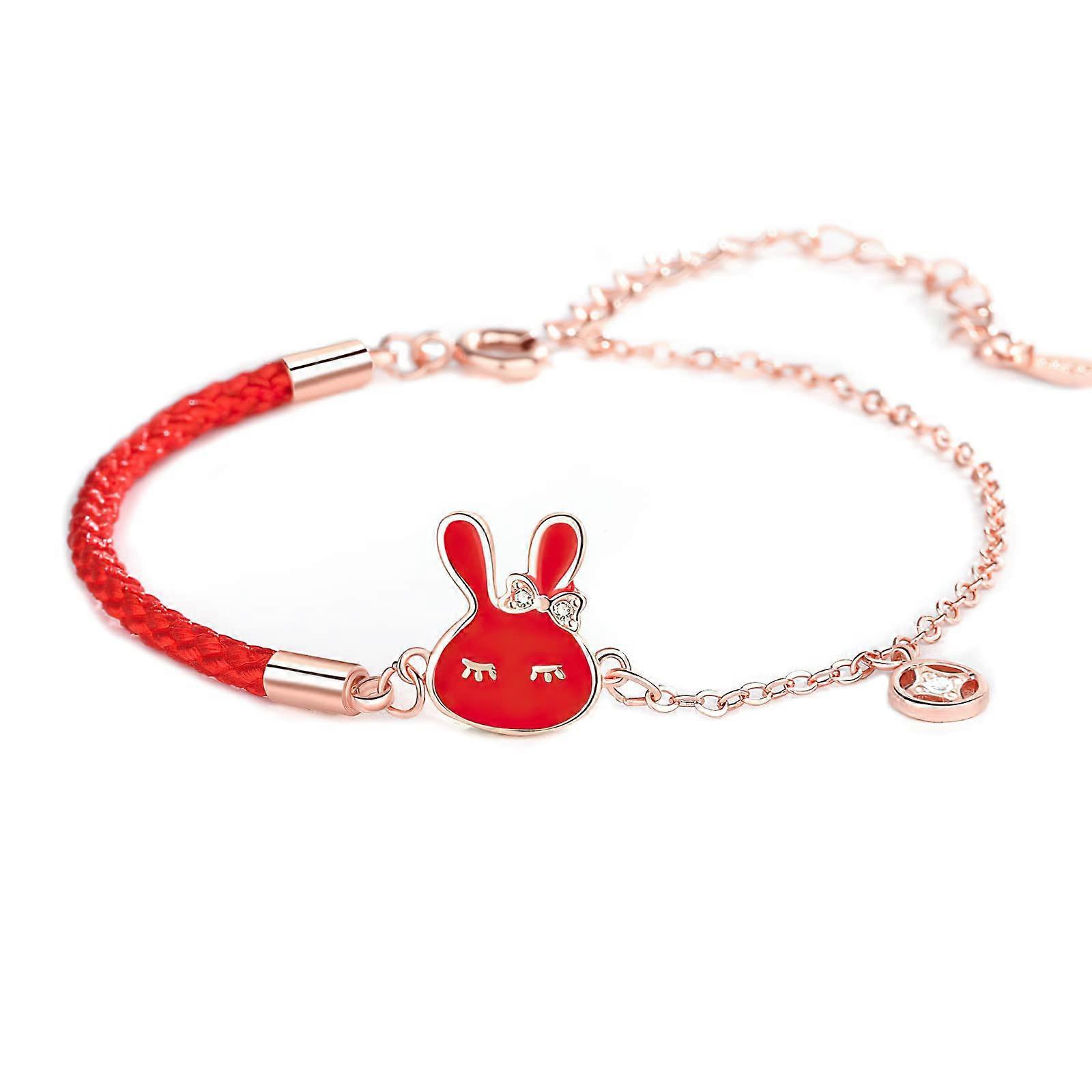 Adjustable Red String Bracelet for Women with 925 Sterling Silver Lucky Bunny Charm for Chinese Zodiac Year of the Rabbit