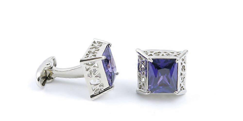 Purple Crystal Hollow Block Cuff Links for Men, Wedding Button Cufflinks, DB9H9 Style, Formal Gift Accessory