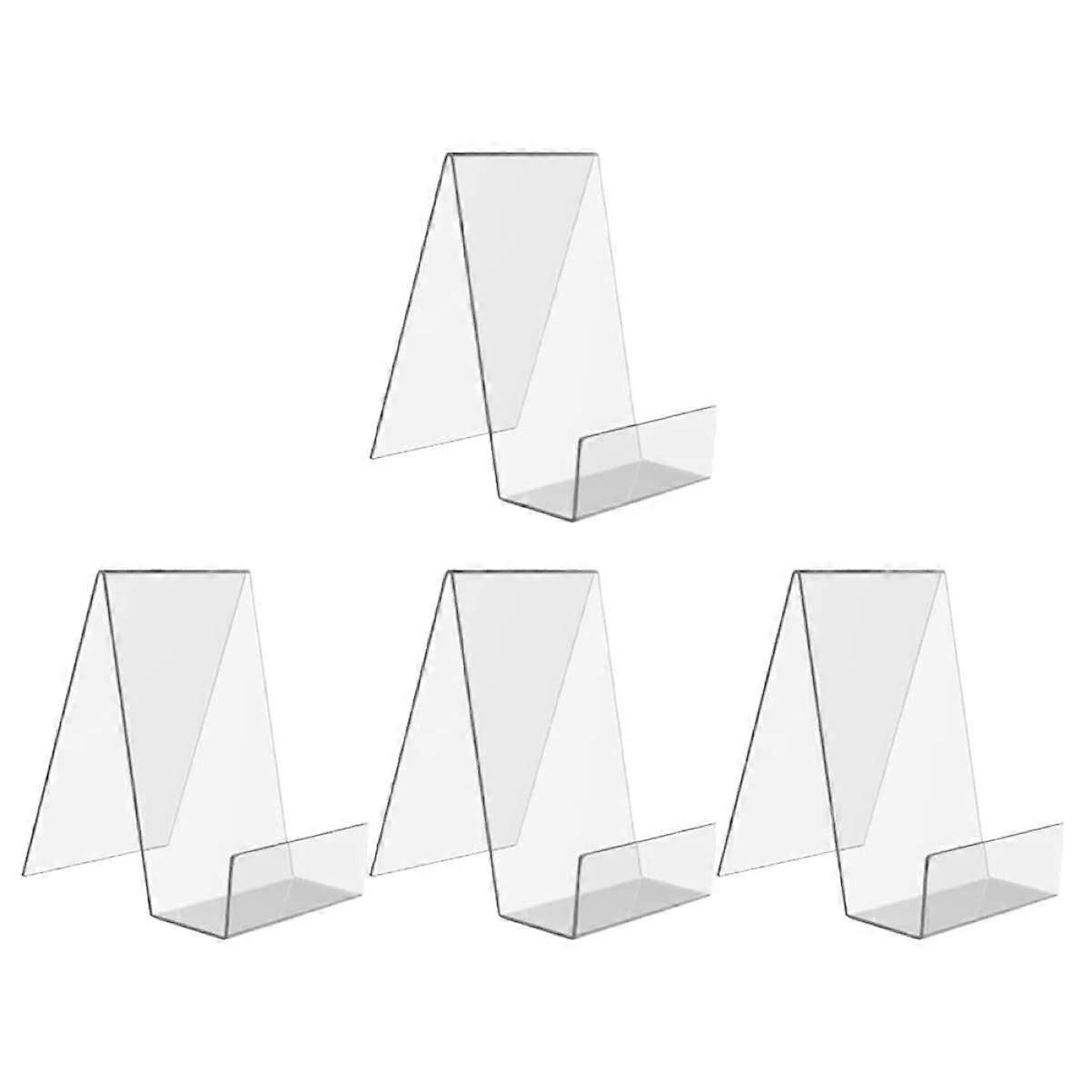 Acrylic Book Display Rack 4-Piece Set Transparent Shelf For Home Office Use Stable Base Displays Books Magazines Artwork