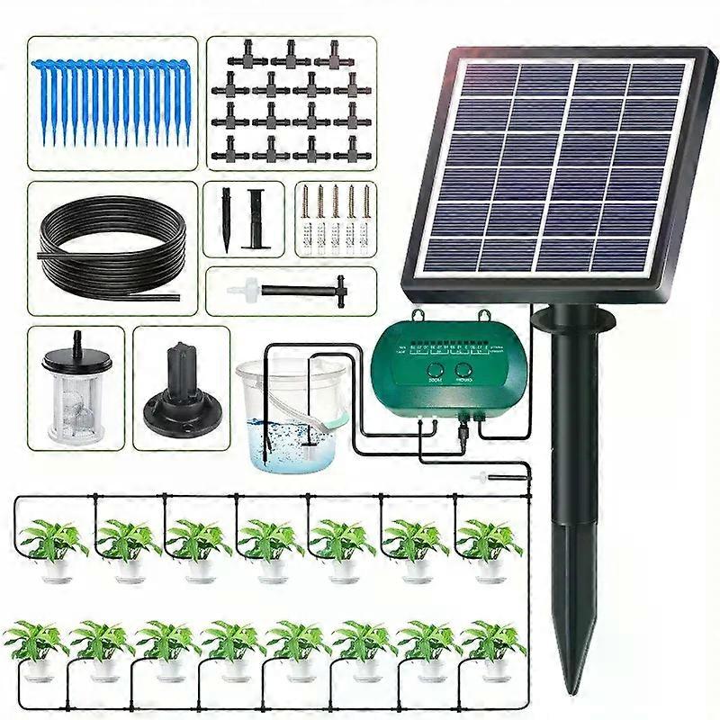 2W solar automatic drip irrigation system with 12 drip irrigation modes, suitable for garden balconies and potted plants