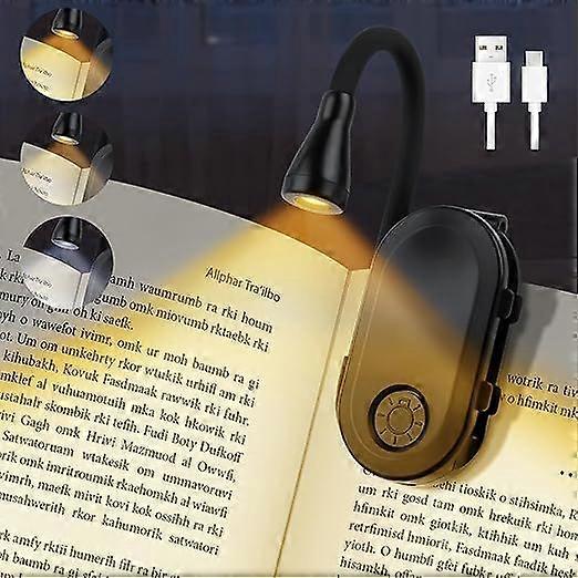 Reading Lamp, LED Bedside Lamp, 3 Color Temperatures & Stepless Dimming, 360 Clip-on Lamp, Adjustable Brightness, Reading Light for Work, Travel, Eye 