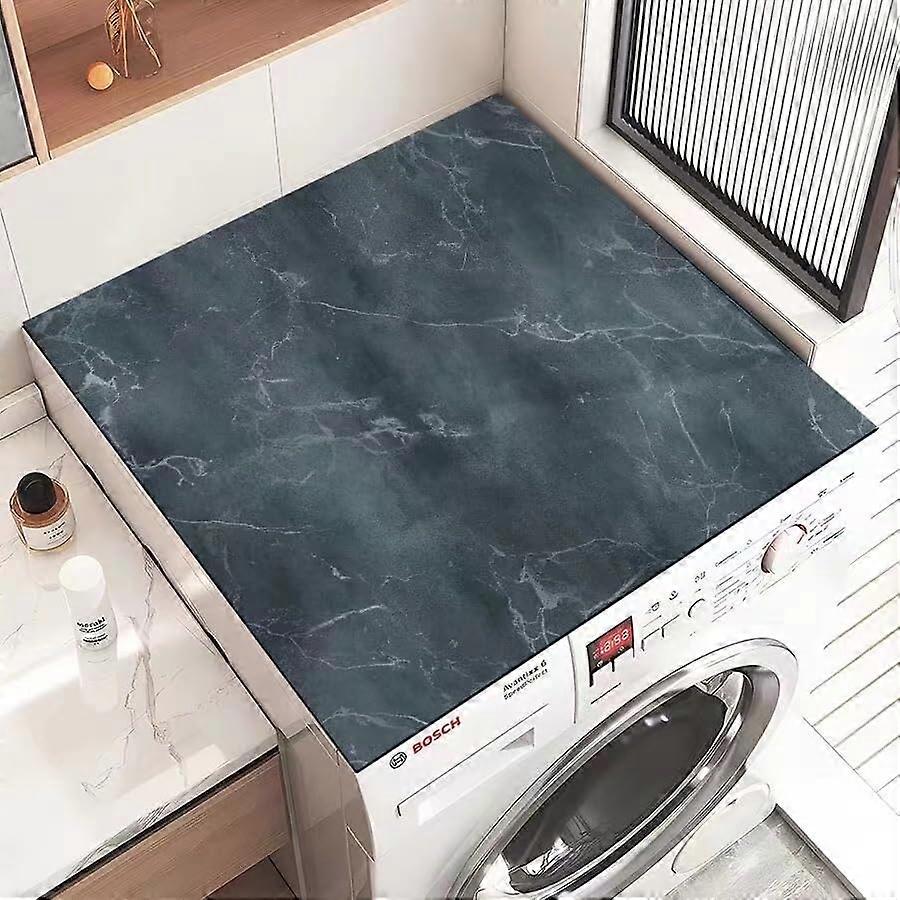 Washing Machine Pad, NonSlip, Absorbent, QuickDrying Mat (60x60cm Grey Marble)