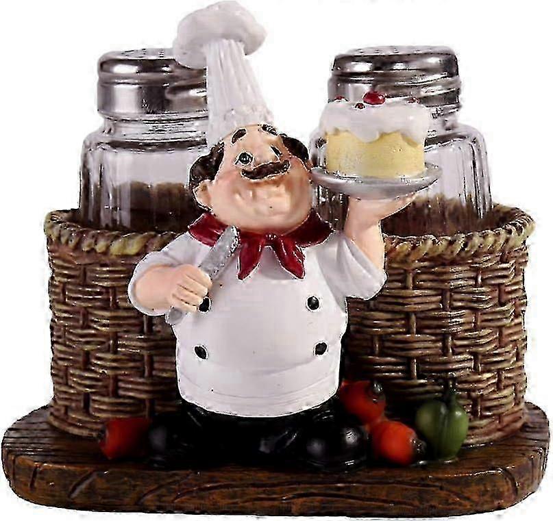 Set of 2 Seasoning Jars Featuring French Chef Sculpture for Grilling, Spice Bottles, Jars, Seasonings, and Baking Supplies Accessories
