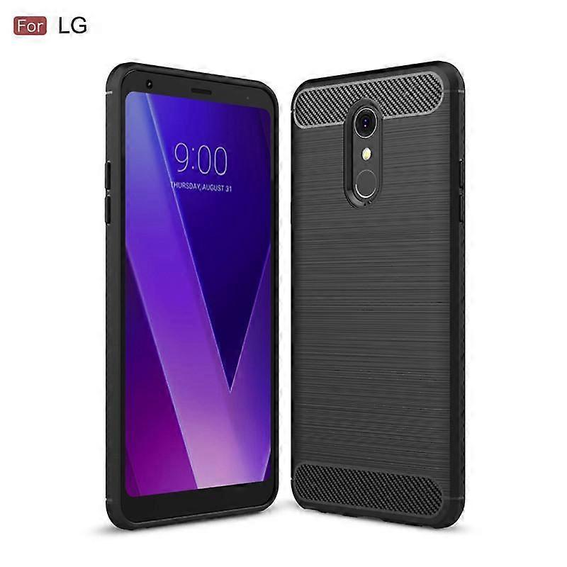 Shockproof Back Cover for LG Q7 Q7+ Anti Scratch Silicone Case For lg q7 alpha LGQ7 Plus Luxury Carbon Fiber Case