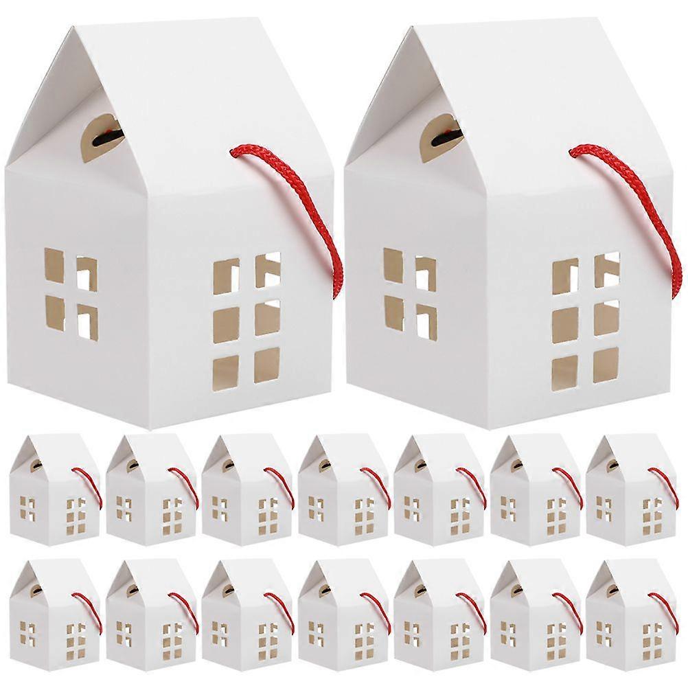 24pcs Hollowed House Present Cases Handheld Paper Boxes  Multi-function Candy Boxes