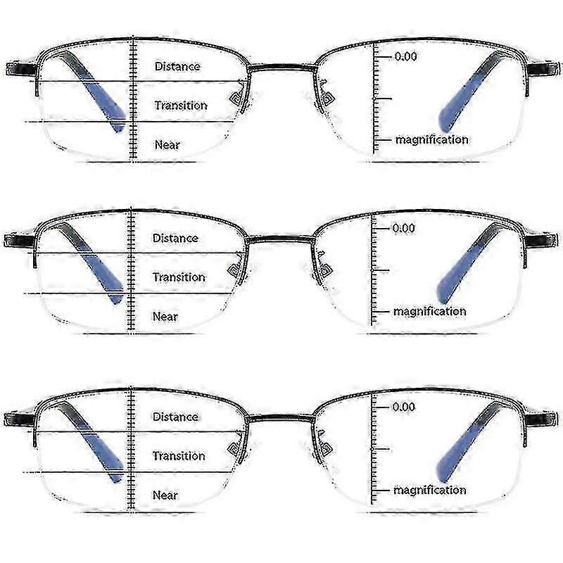 3 Pack Bifocal Progressive Reading Glasses Anti-Blue Light for Computer Unisex