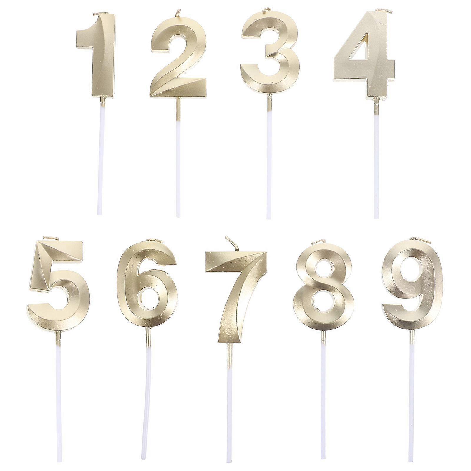 9 stks Verjaardagstaart Nummer Kaars Teken 3d Nummer Display Kaars Verjaardagstaart Decoratie Kaars (1-9)