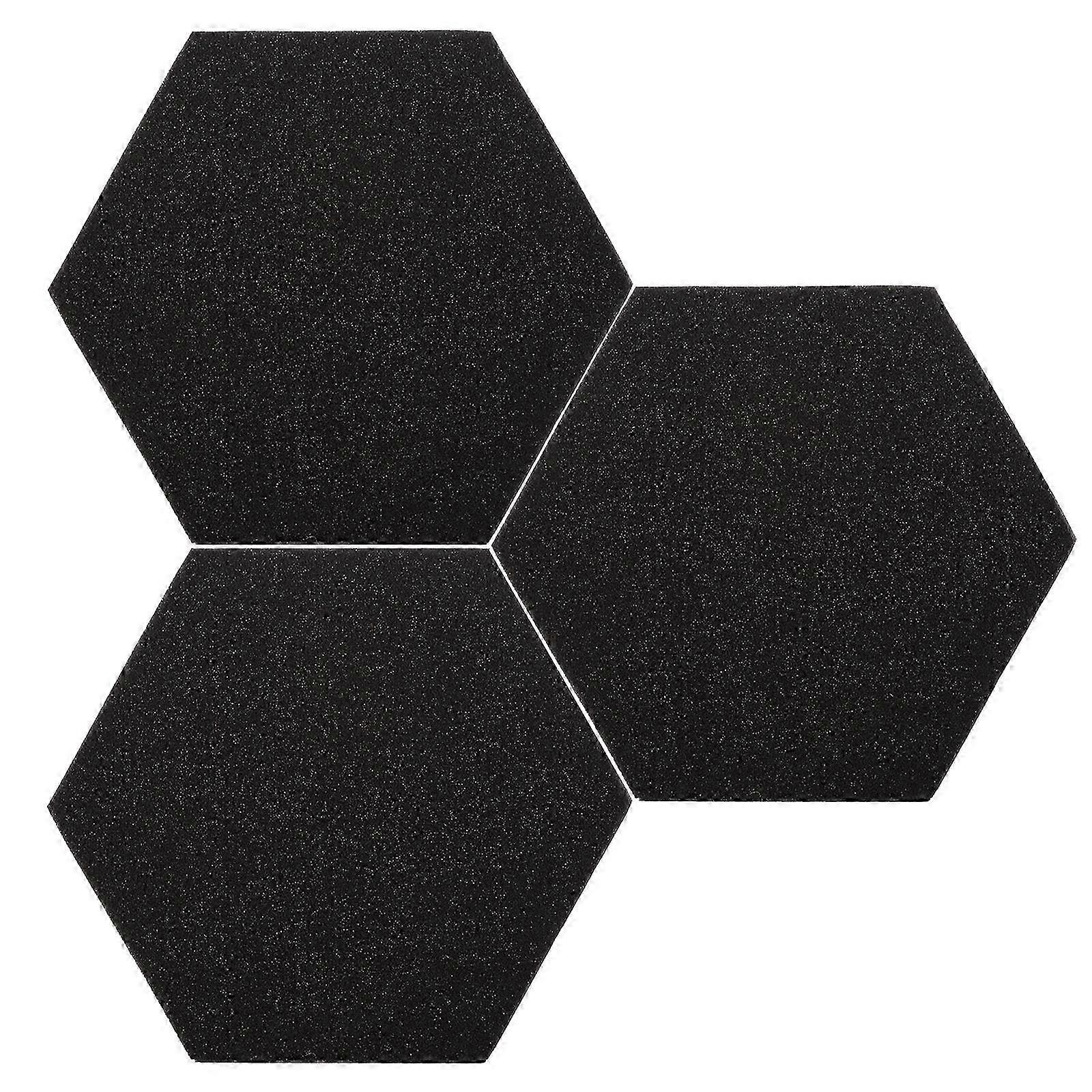 3PCS Hexagon Soundproof Fireproof Padding-30X30X5CM-Black
