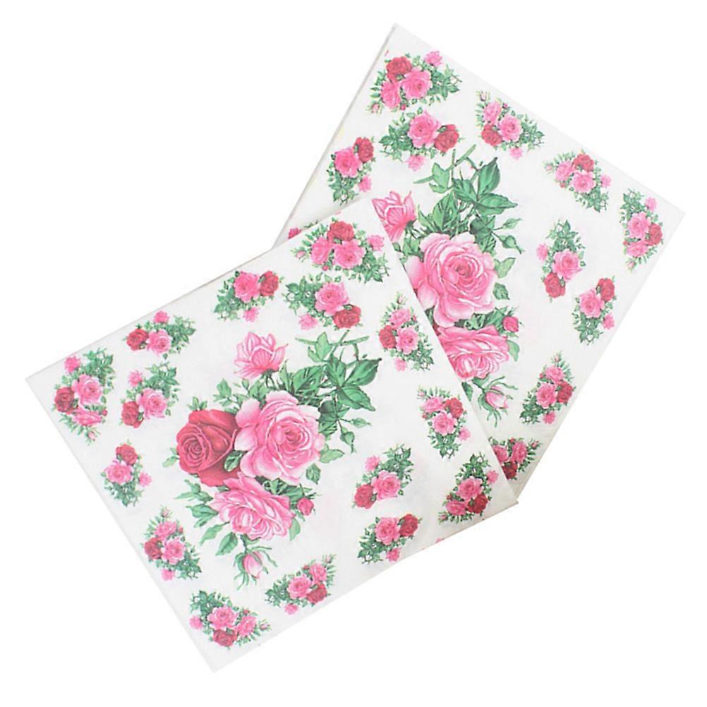 מפיות נייר פרח פרחוני מודפס מרובע ארוחת יום הולדת חתונה 33x33 ס"מ מפית 20 סט